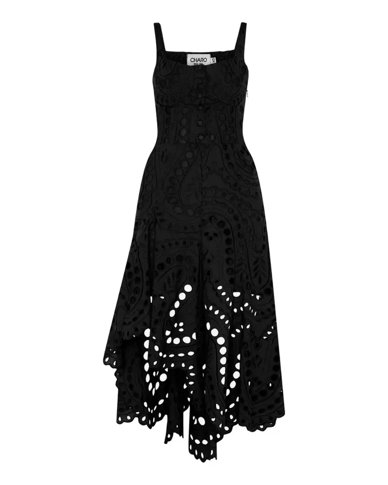 Charo Ruiz Ayla broderie-anglaise asymmetric dress - Schwarz Schwarz
