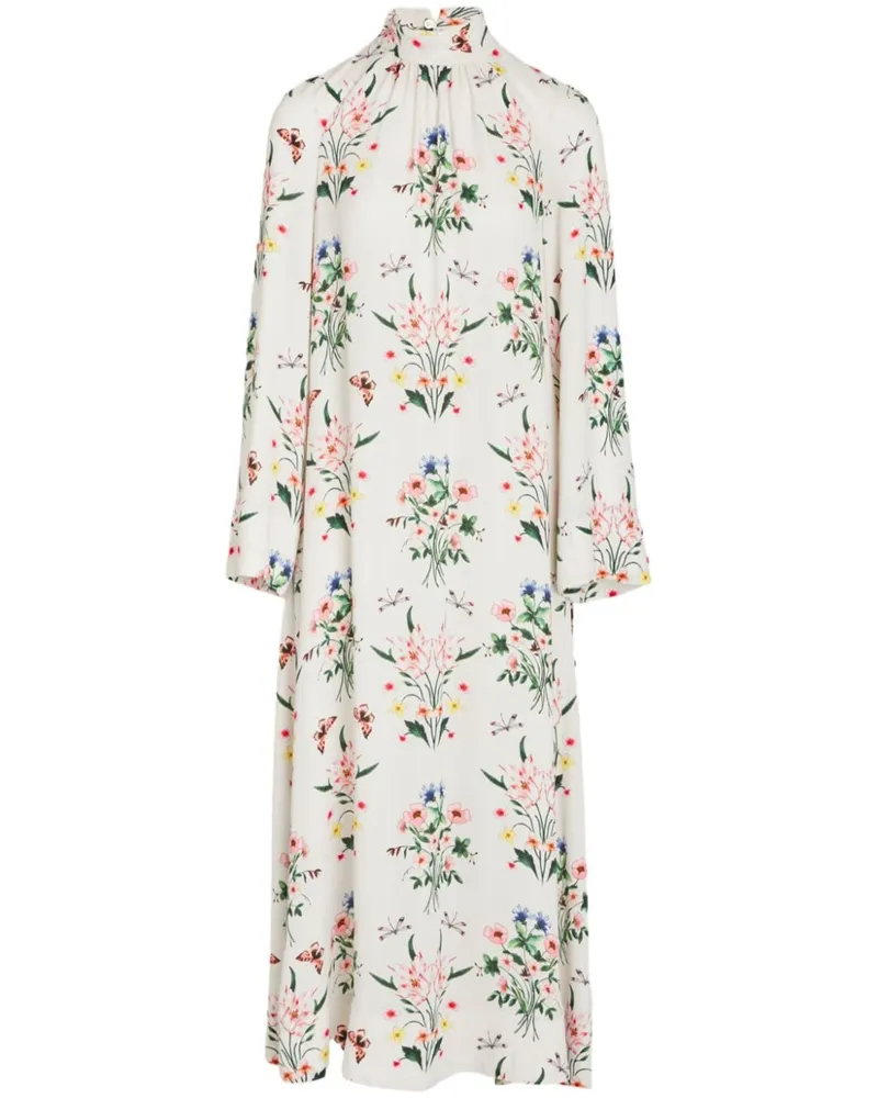 Giambattista Valli Midikleid mit Blumen-Print - Weiß Weiß