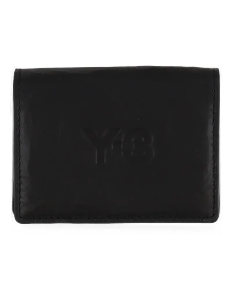 Y-3 logo-debossed crinkled card holder - Schwarz Schwarz