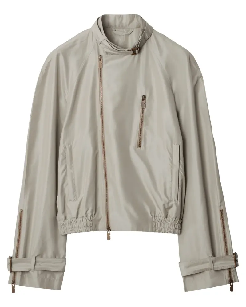 Burberry Harrington-Jacke aus Seide - Grau Grau