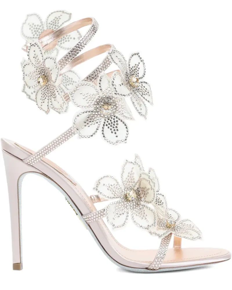 René Caovilla Sandalen mit Blumenapplikationen - Rosa Rosa