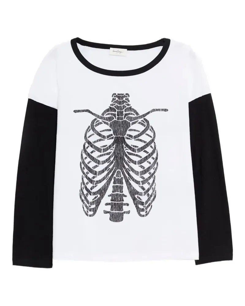 Second/Layer Langarmshirt mit Skelett-Print - Weiß Weiß