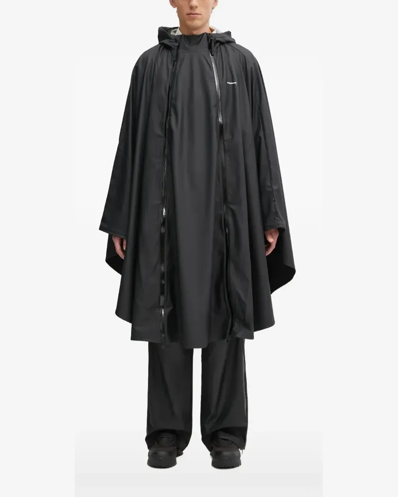 RAINS x Umbro zip-up hooded cape - Schwarz Schwarz