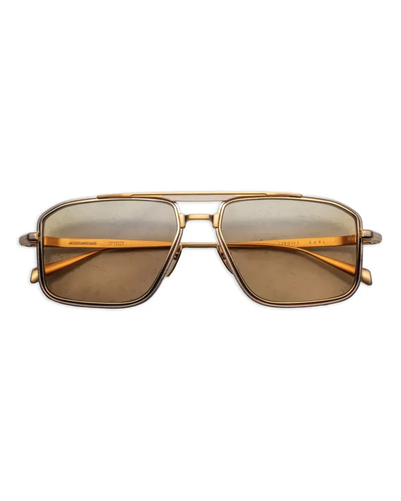 Jacques Marie Mage Sonnenbrille mit eckigem Gestell - Gold Gold