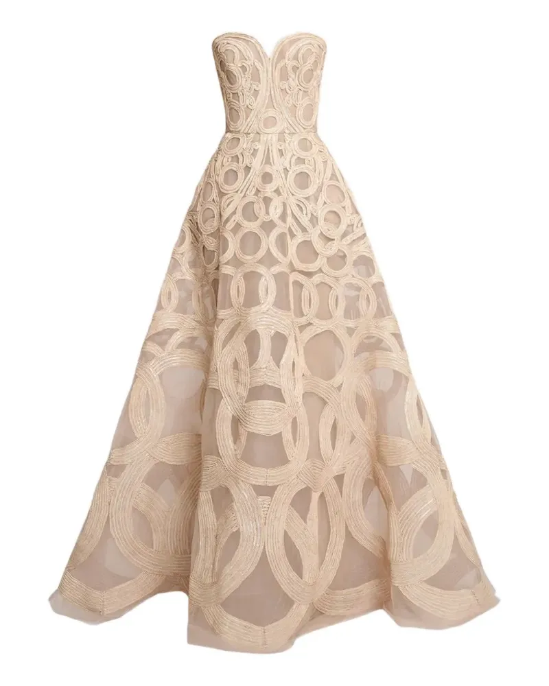 Elie Saab sequin-embroidered strapless gown - Nude Nude