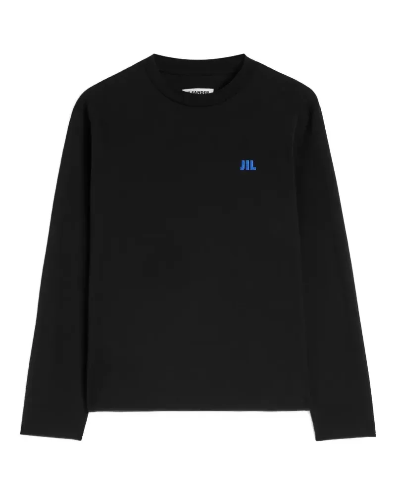 Jil Sander Langarmshirt mit Logo-Stickerei - Schwarz Schwarz