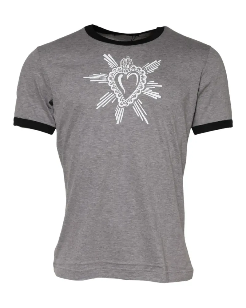 Dolce & Gabbana Sacred Heart T-Shirt mit grafischem Print - Grau Grau