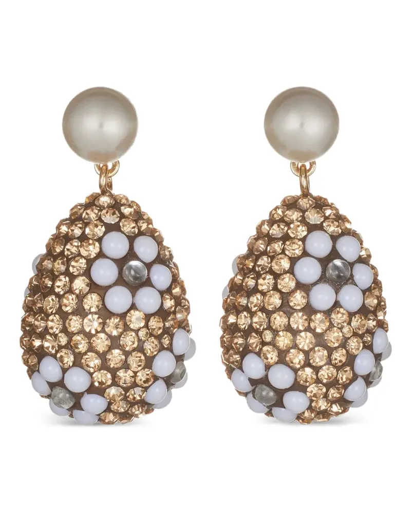 Tory Burch Curiosity crystal pearl drop earrings - Gold Gold