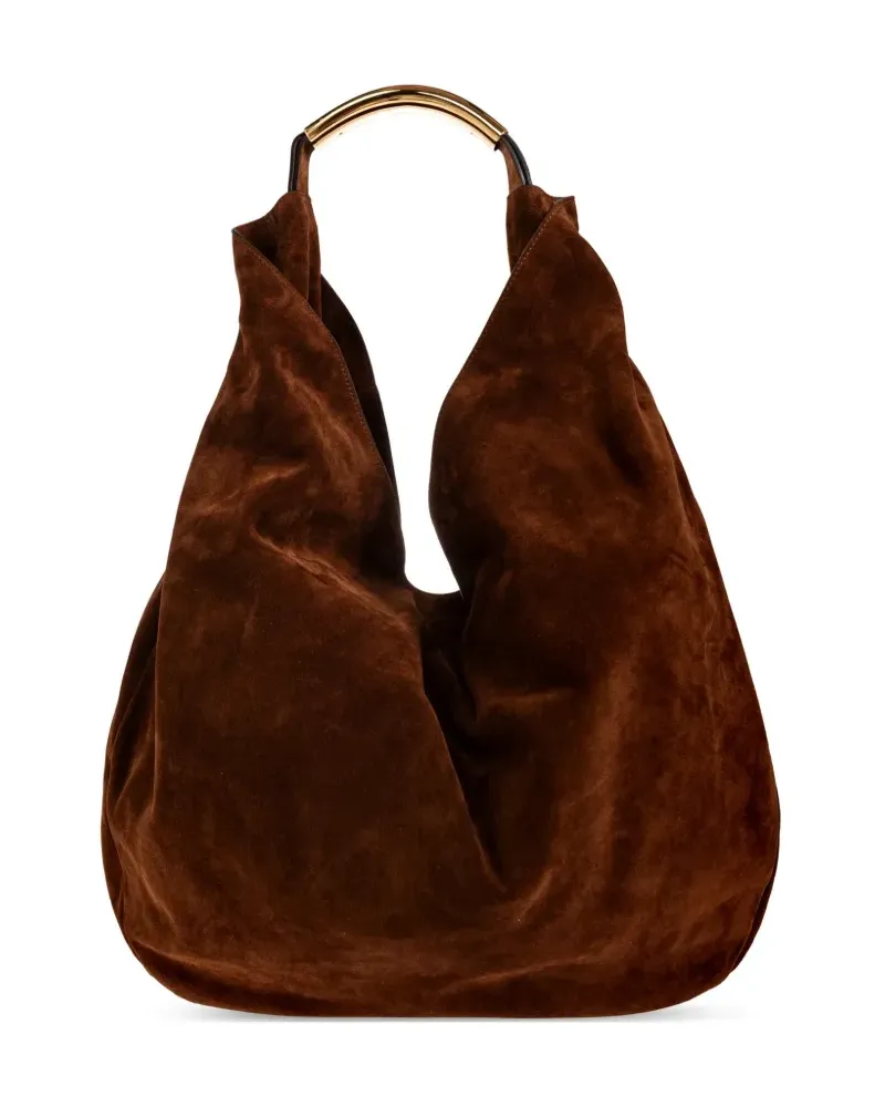 Moschino Große Handle Me Schultertasche aus Wildleder - Braun Braun