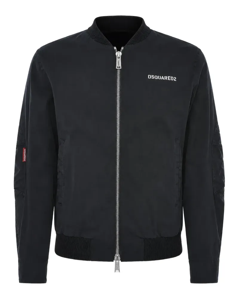 Dsquared2 logo-print zip-up bomber jacket - Schwarz Schwarz