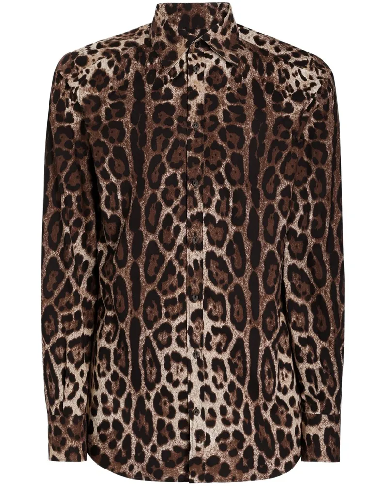 Dolce & Gabbana Hemd mit Leoparden-Print - Braun Braun
