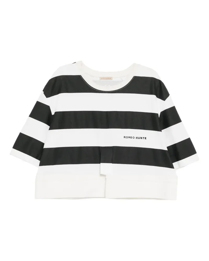 ROMEO HUNTE Fragment striped T-shirt - Weiß Weiß