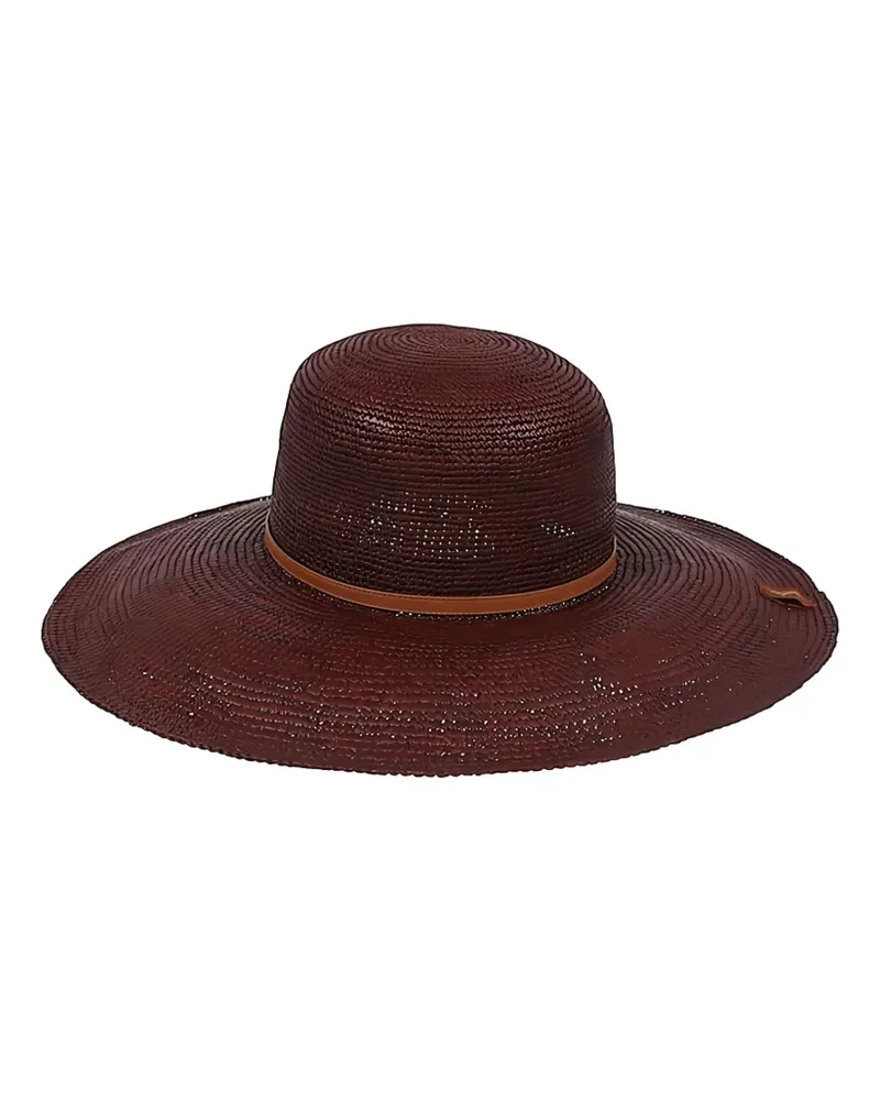 Borsalino leather-trimmed straw hat - Braun Braun