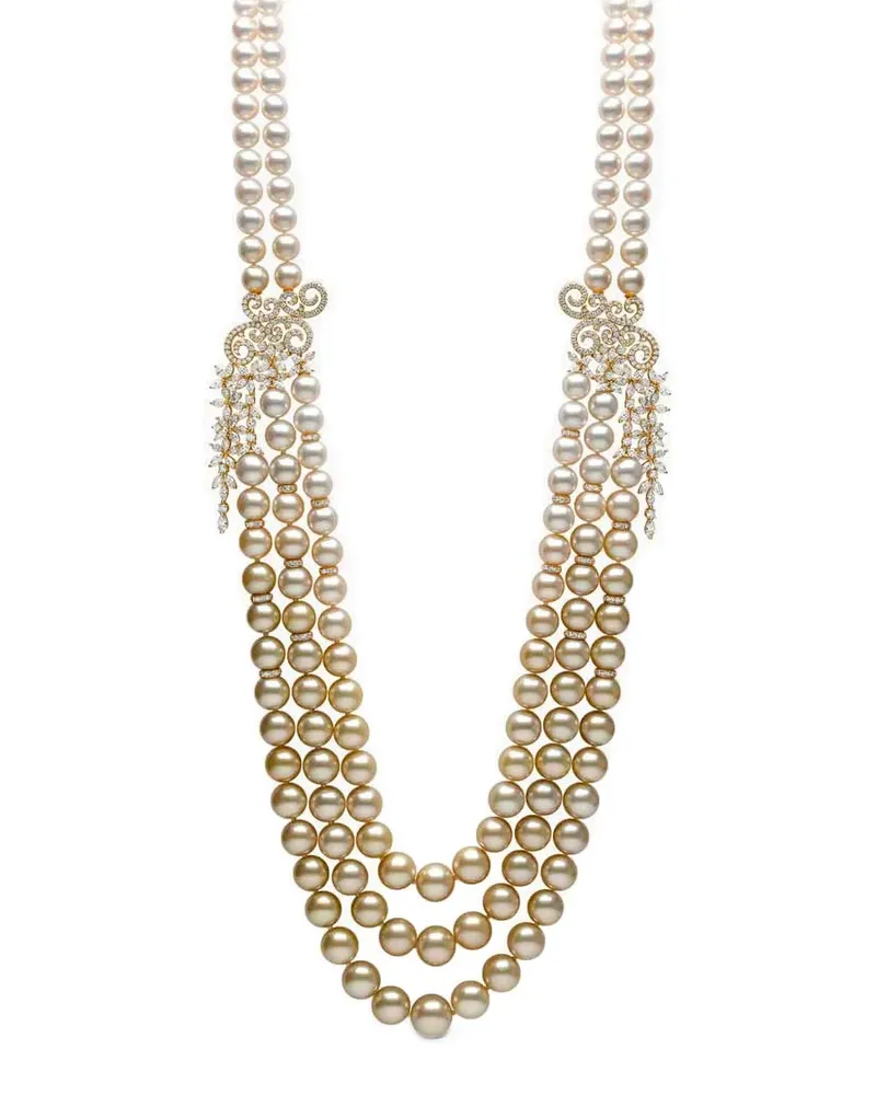 YOKO London 18kt Ombré Gelbgoldhalskette mit Perle und Diamant Gold