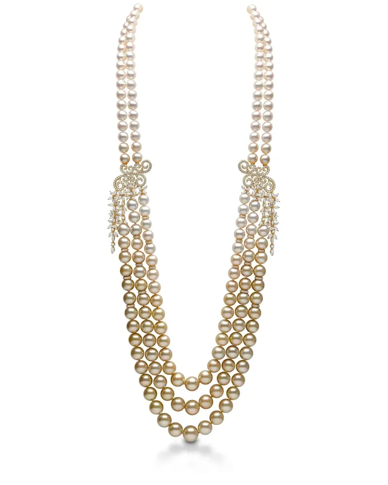 YOKO London 18kt Ombré Gelbgoldhalskette mit Perle und Diamant Gold