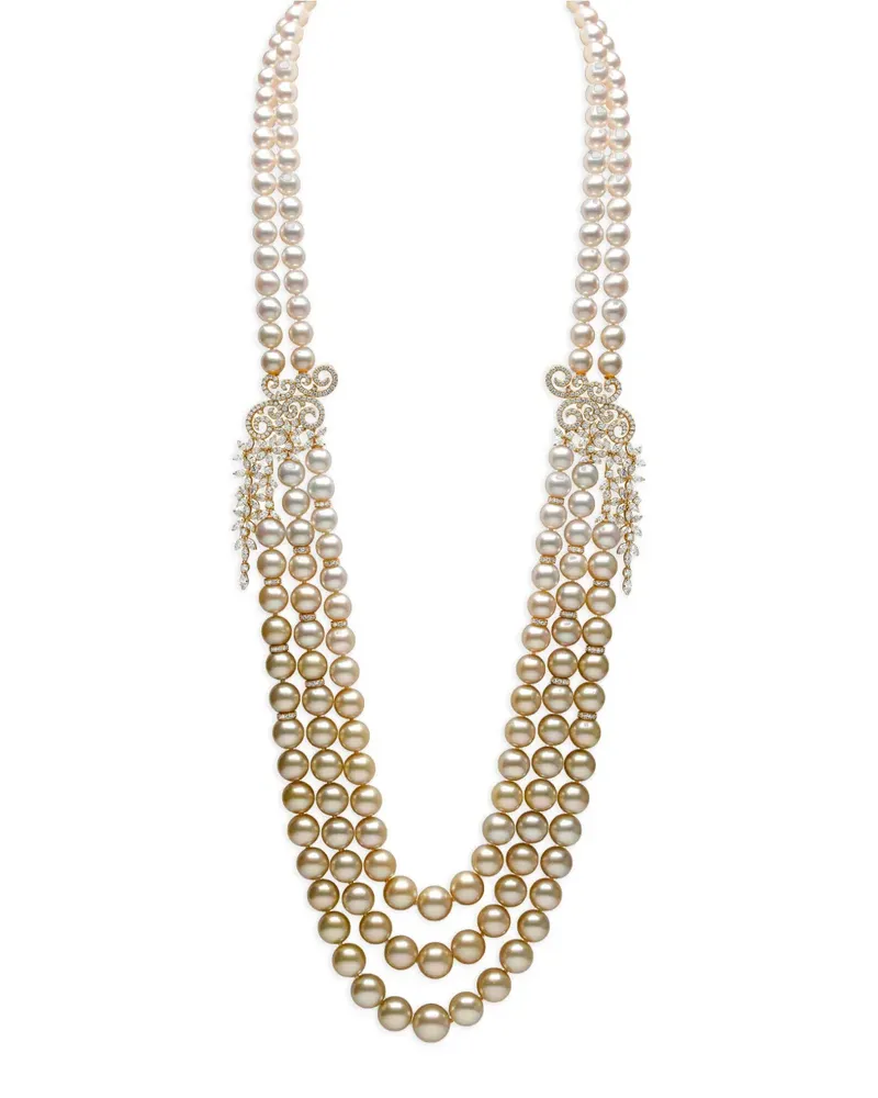 YOKO London 18kt Ombré Gelbgoldhalskette mit Perle und Diamant Gold