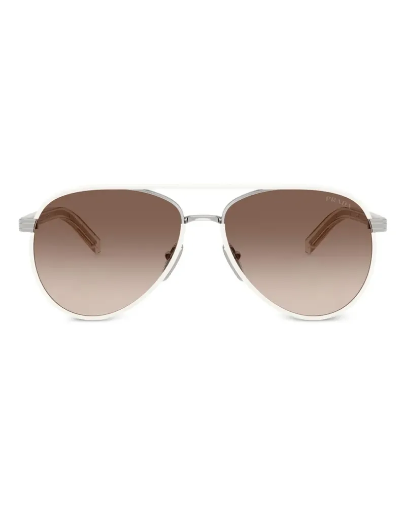 Prada Sonnenbrille mit Logo-Gravur - Weiß Weiß
