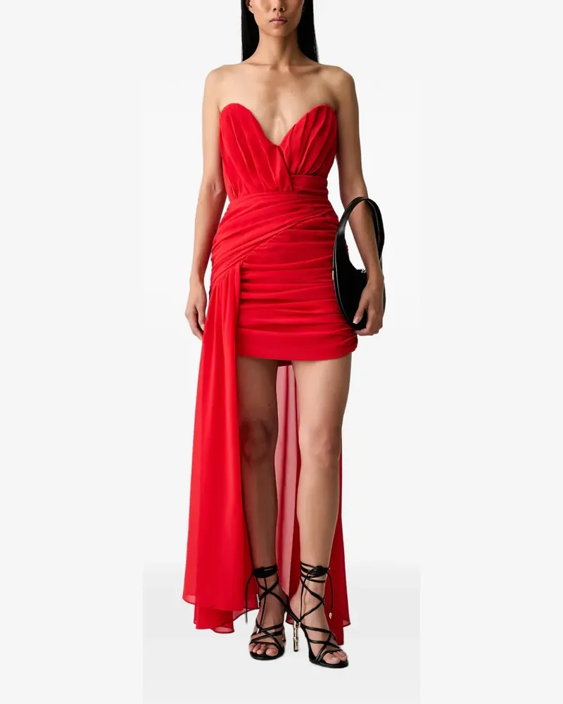 Bardot Schulterfreies Remalia Minikleid mit Raffungen - Rot Rot