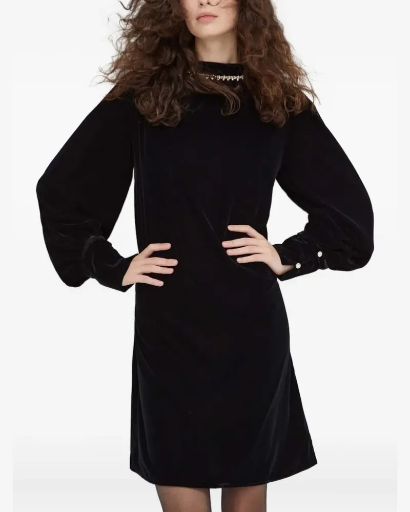 BRUUNS BAZAAR Kleid aus Samt mit Schmucksteinen - Schwarz Schwarz