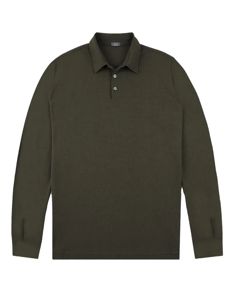 Zanone Langärmeliges Poloshirt - Grün Grün