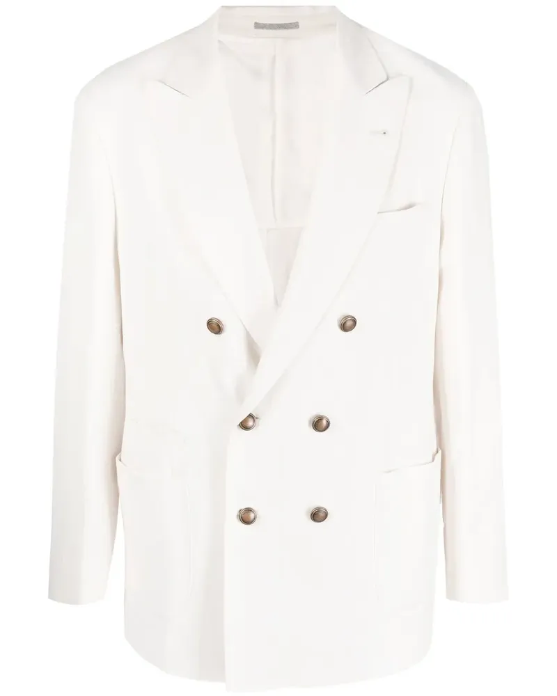 Brunello Cucinelli Doppelreihiges Leinensakko - Nude Nude