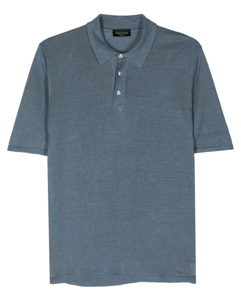 Roberto Collina Poloshirt aus Leinen Blau