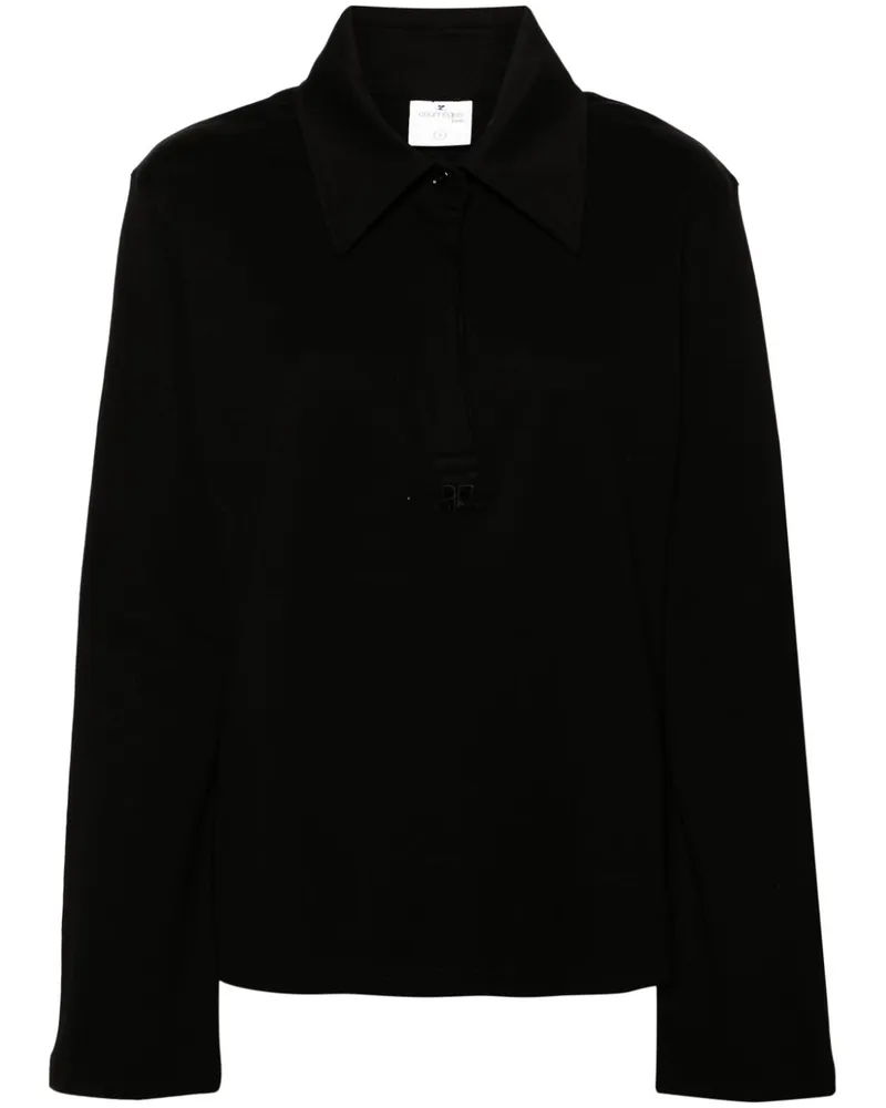 Courrèges Poloshirt aus Pikee - Schwarz Schwarz