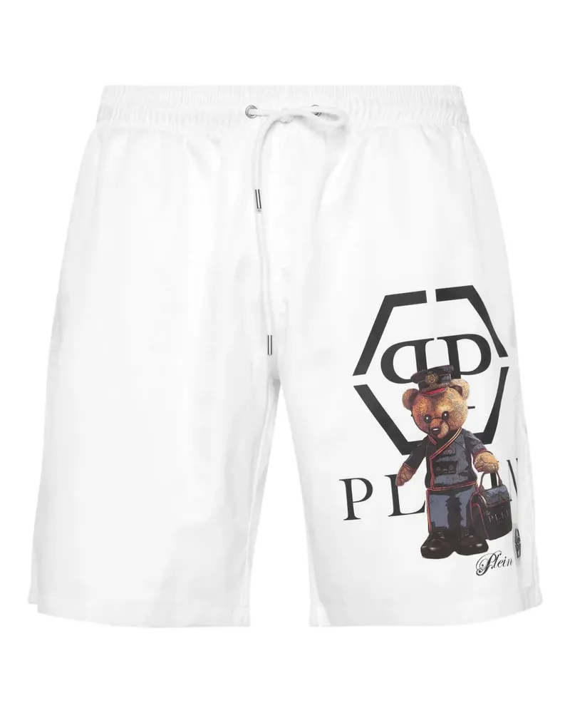 Philipp Plein Badeshorts mit Teddy-Print - Weiß Weiß