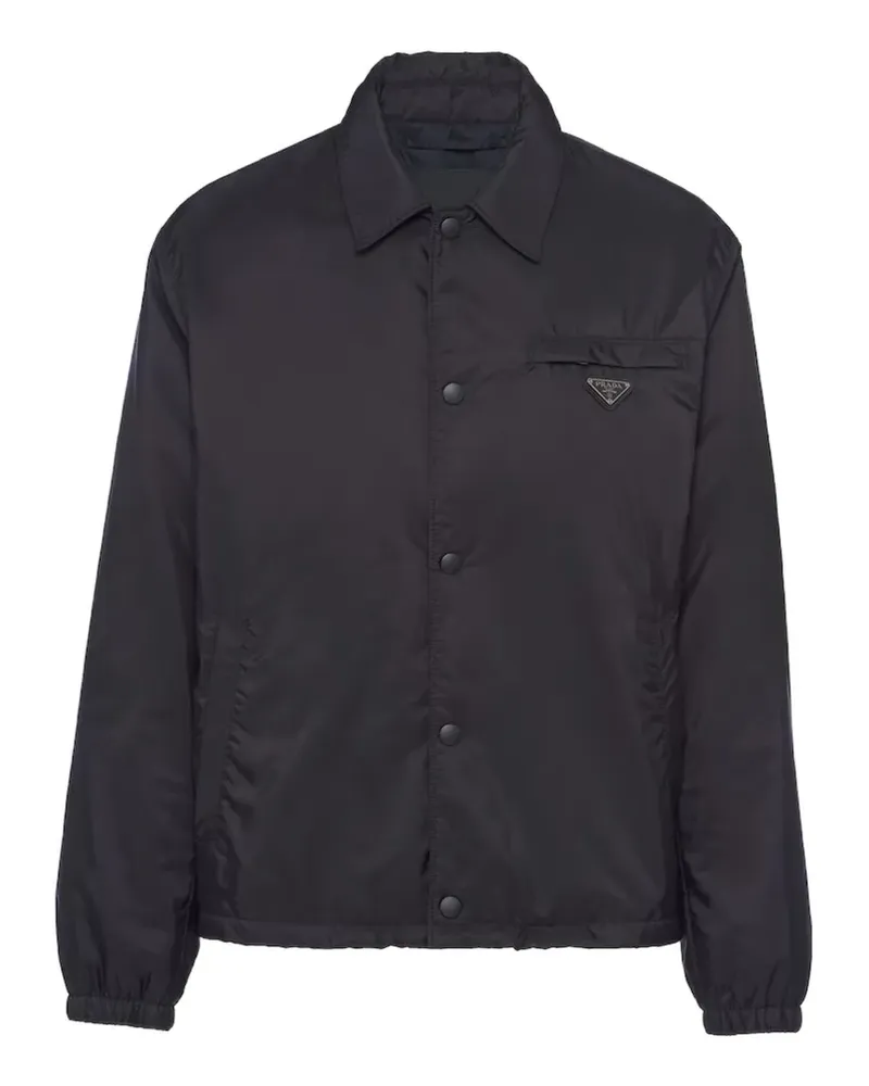 Prada logo-plaque button-up jacket - Schwarz Schwarz