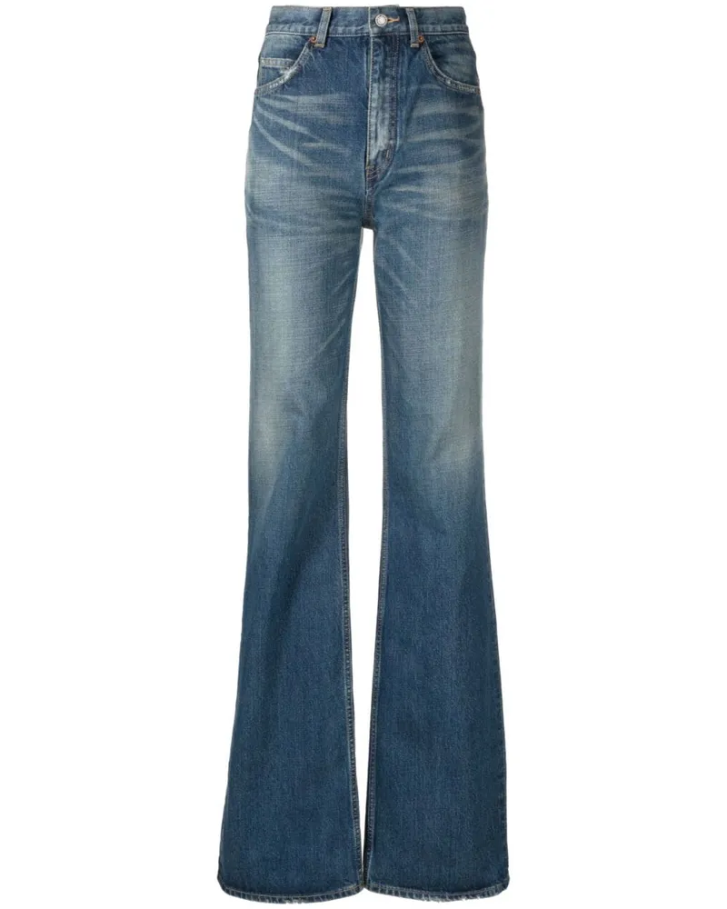 Saint Laurent Ausgestellte High-Waist-Jeans - Blau Blau