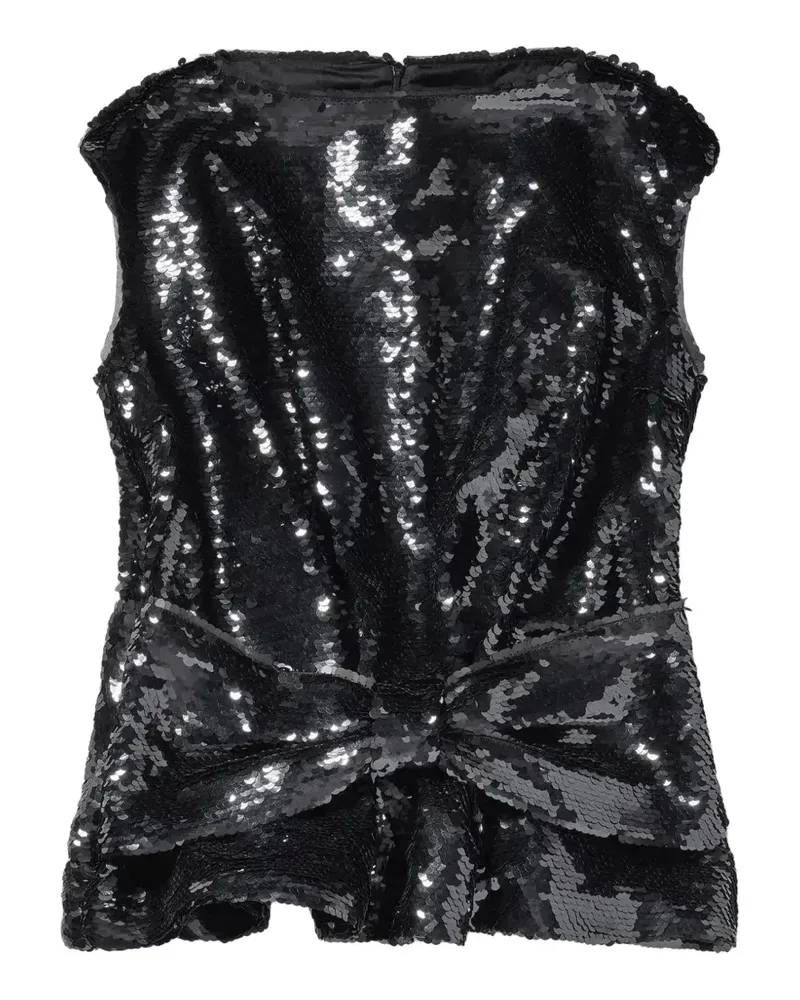 Simone Rocha Boxy Schößchenbluse mit Pailletten - Schwarz Schwarz
