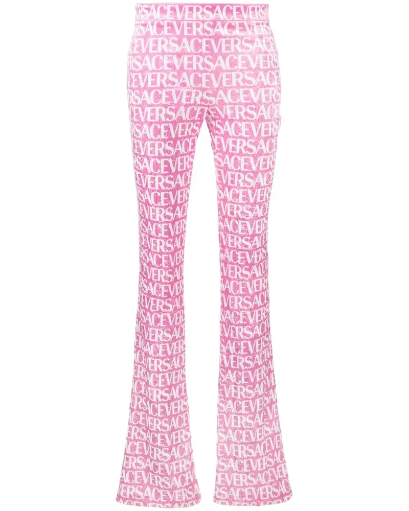 Versace Ausgestellte Hose mit Logo-Print Rosa
