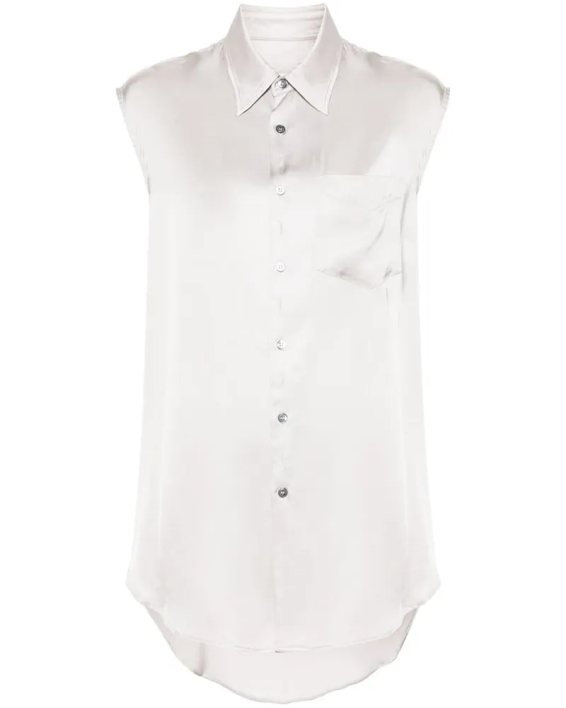 Maison Margiela Satinhemd mit geripptem Detail - Grau Grau