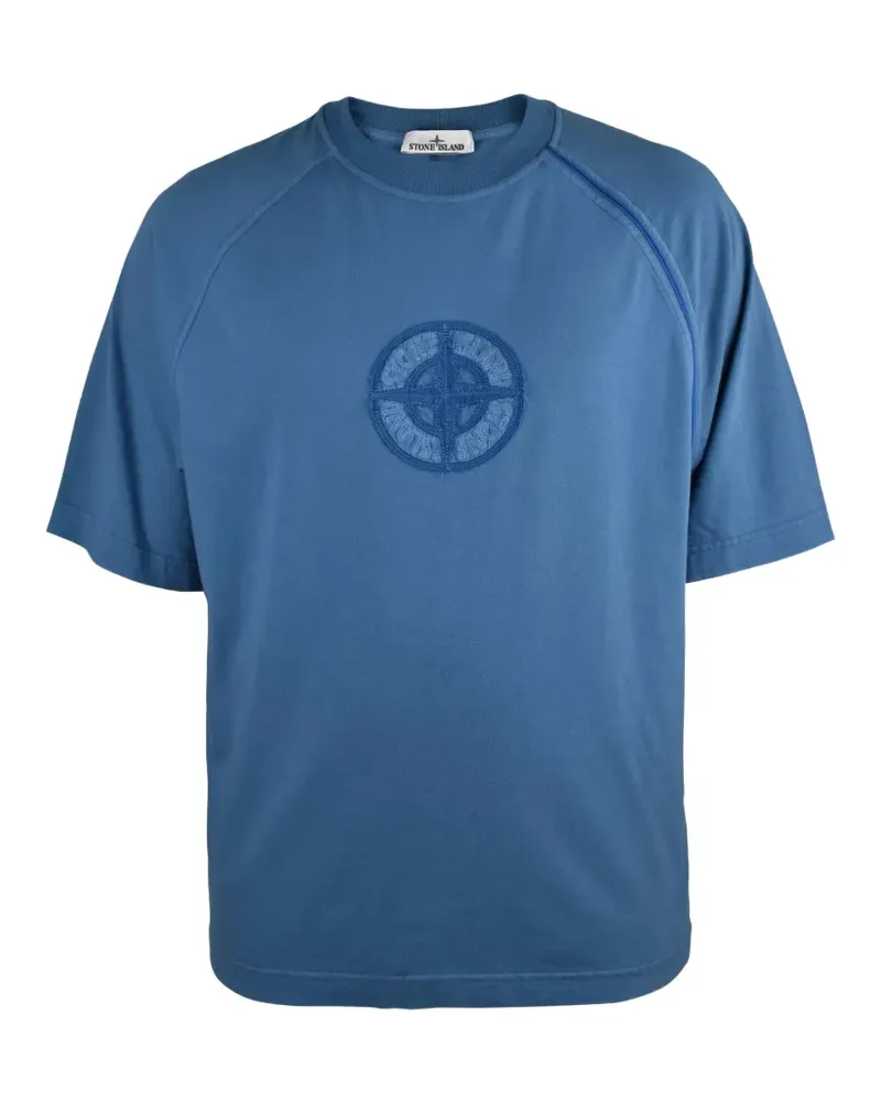 Stone Island T-Shirt mit Logo-Stickerei - Blau Blau
