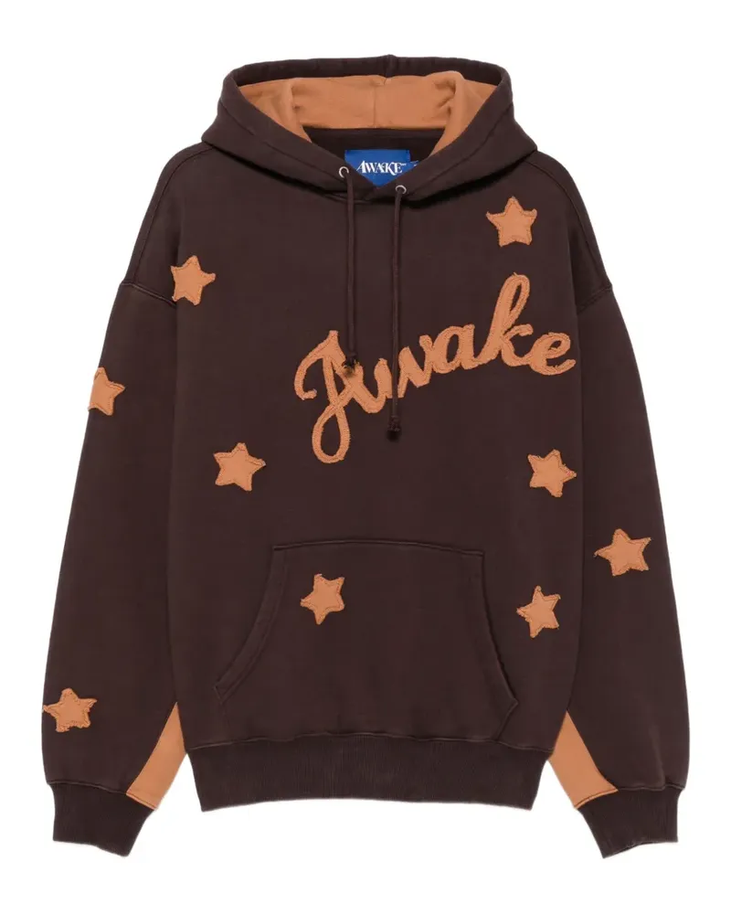 AWAKE NY Hoodie mit Stern-Patch - Braun Braun