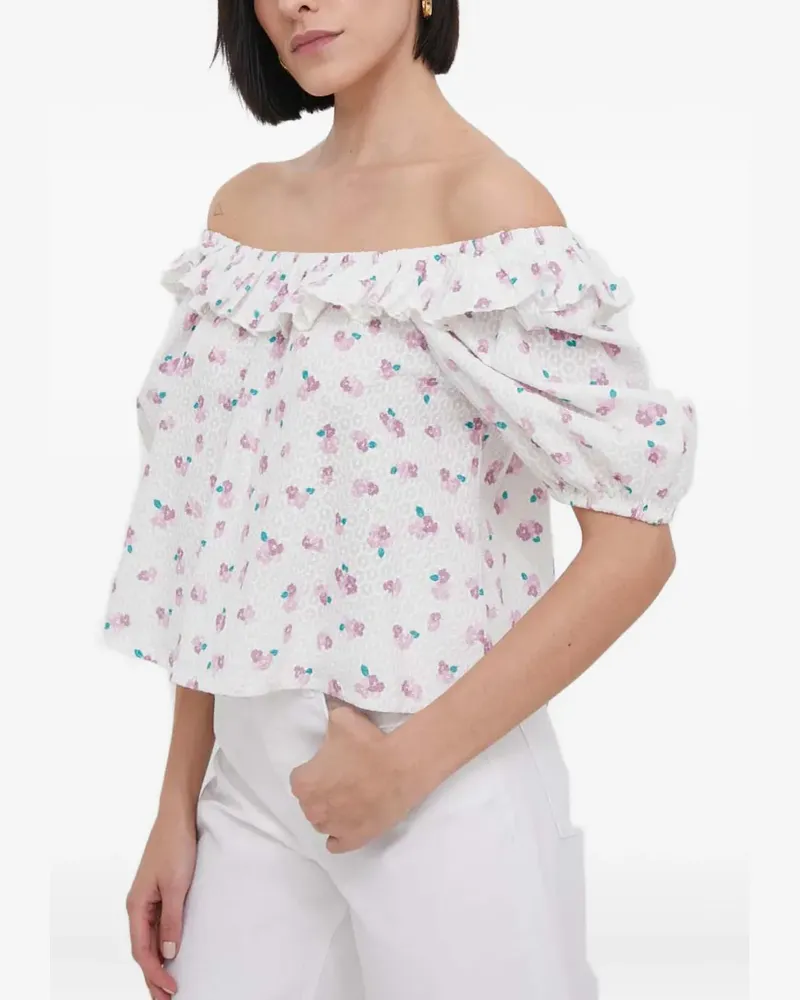 Barbour floral-print off-the-shoulder top - Weiß Weiß