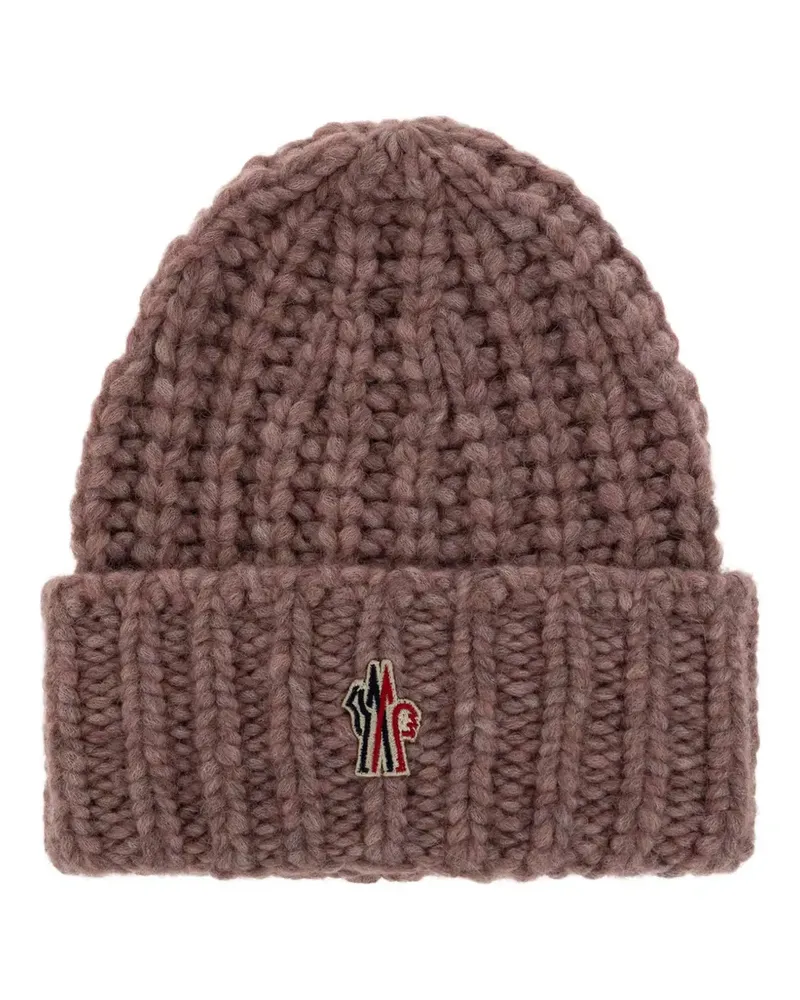 Moncler Apres-Ski logo-patch beanie hat - Braun Braun