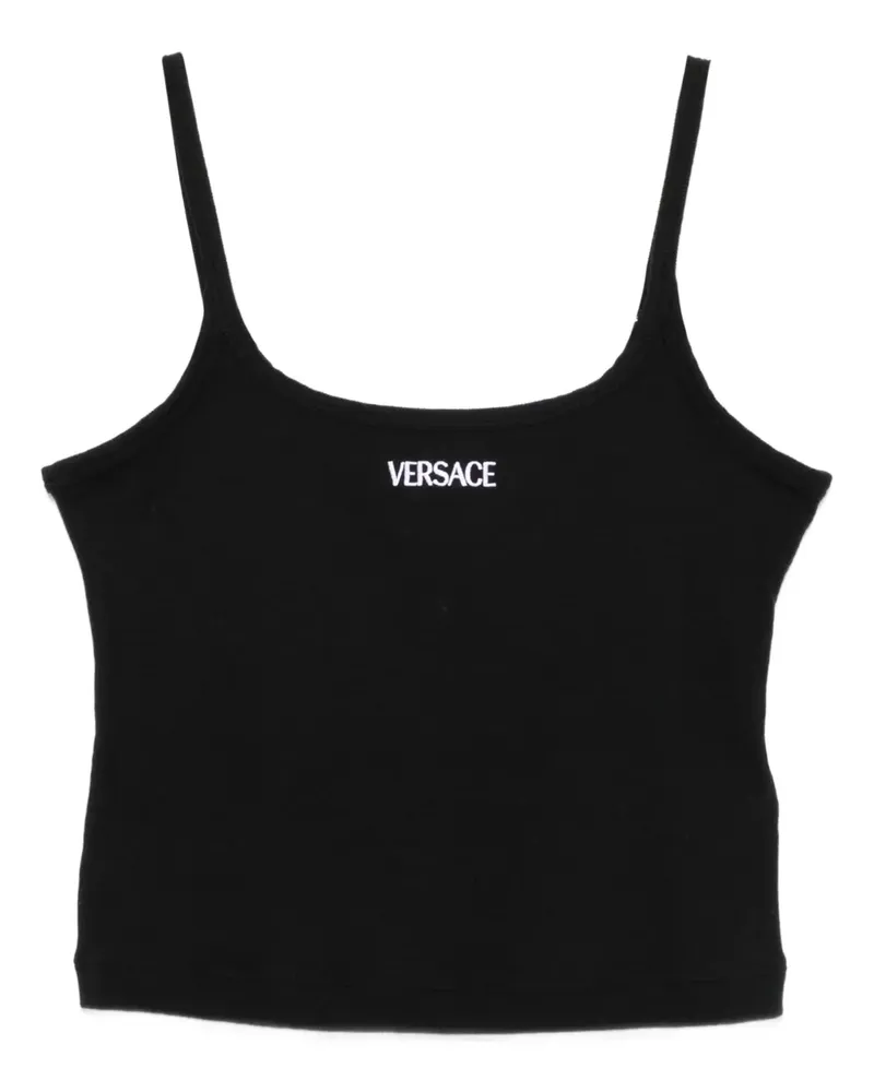 Versace Top mit Logo-Stickerei - Schwarz Schwarz