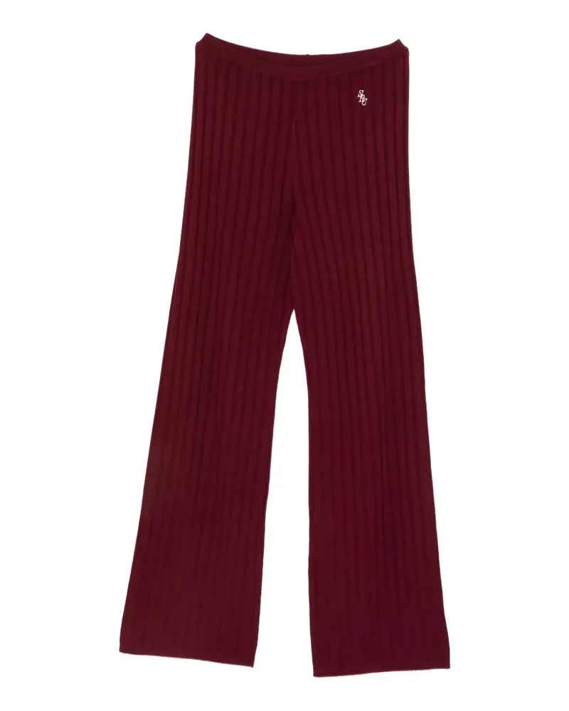SPORTY & RICH ribbed-knit palazzo pants - Rot Rot