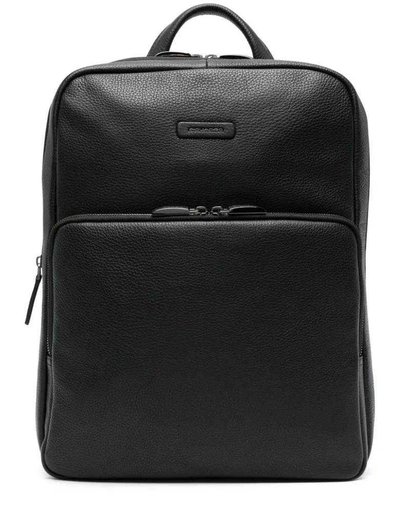 Piquadro Rucksack mit Logo-Patch - Schwarz Schwarz