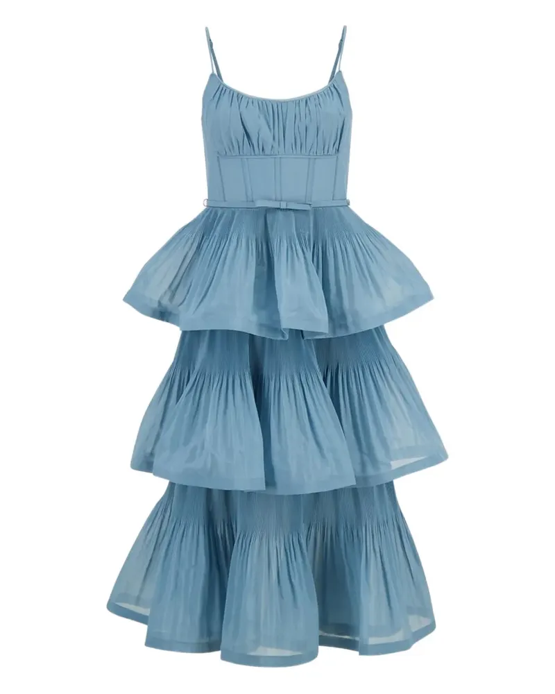 Zimmermann pleated tiered midi dress - Blau Blau