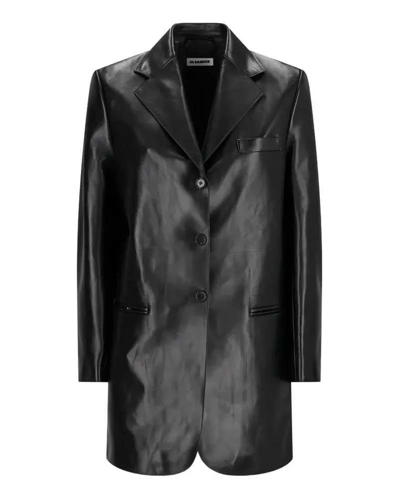 Jil Sander leather tailored jacket - Schwarz Schwarz