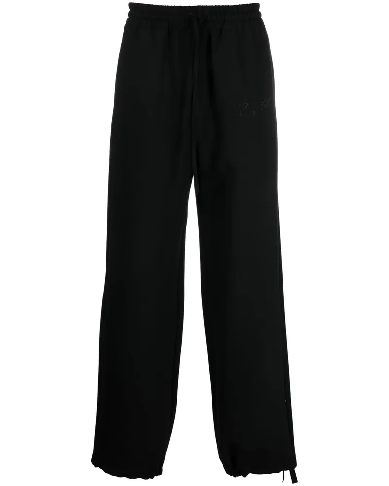 OFF-WHITE Gerade Jogginghose mit Logo-Stickerei - Schwarz Schwarz