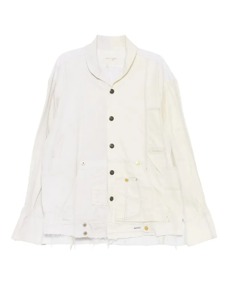 Greg Lauren Hemdjacke im Distressed-Look - Weiß Weiß