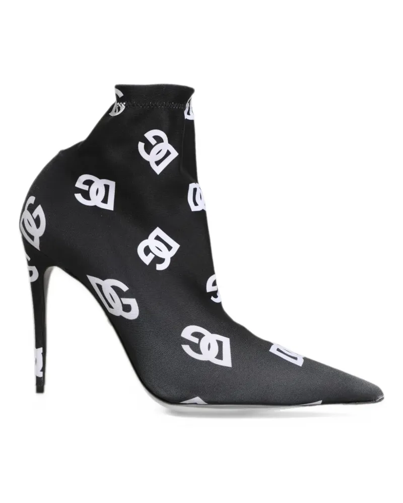 Dolce & Gabbana logo-print pointed-toe ankle boots - Schwarz Schwarz