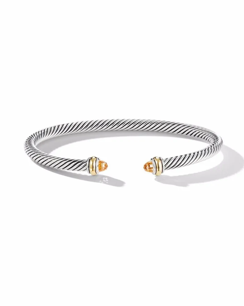 David Yurman 14kt Classic Cable Gelbgold- und Sterlingsilberarmband 4mm Silber