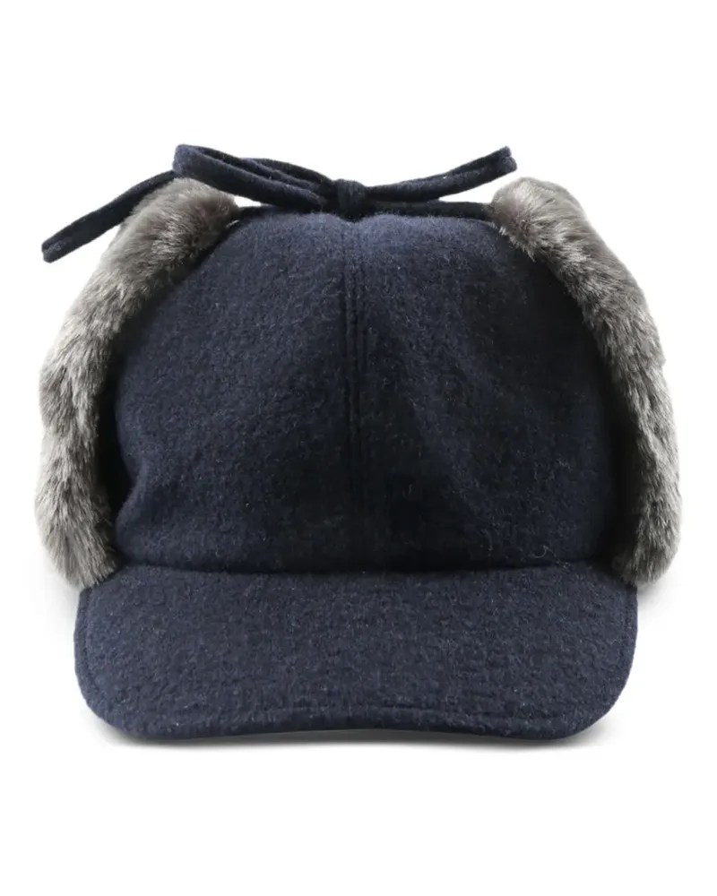 Yohji Yamamoto Hut mit Faux-Fur-Besatz - Blau Blau