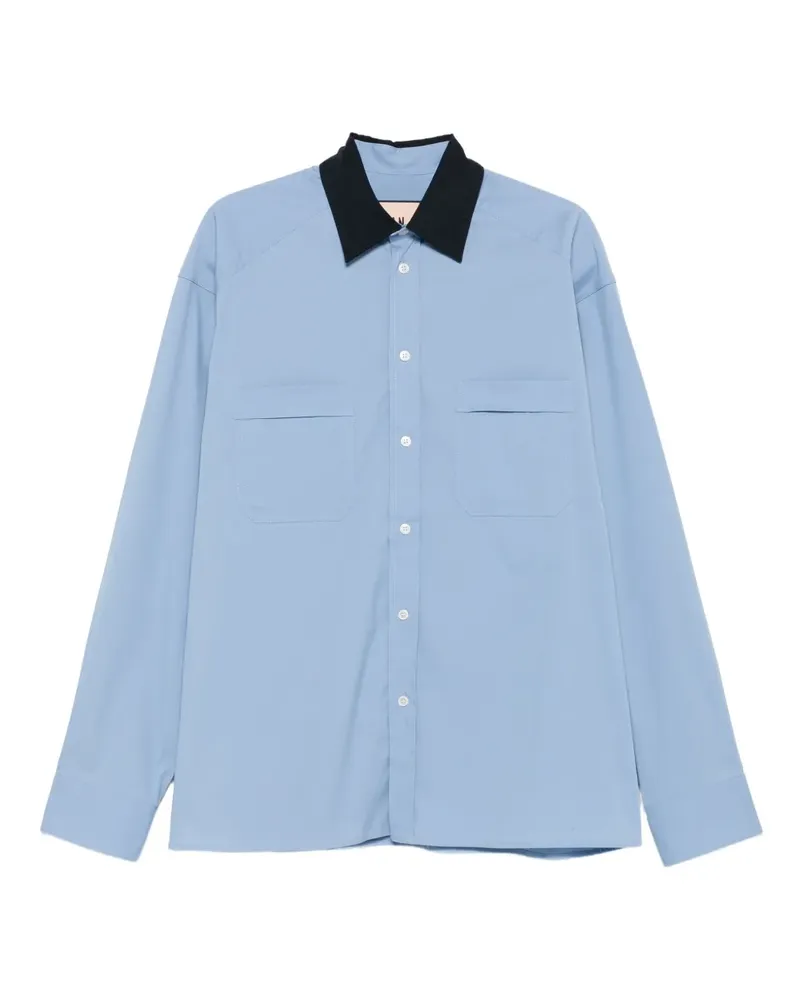 PLAN C Hemd in Colour-Block-Optik - Blau Blau