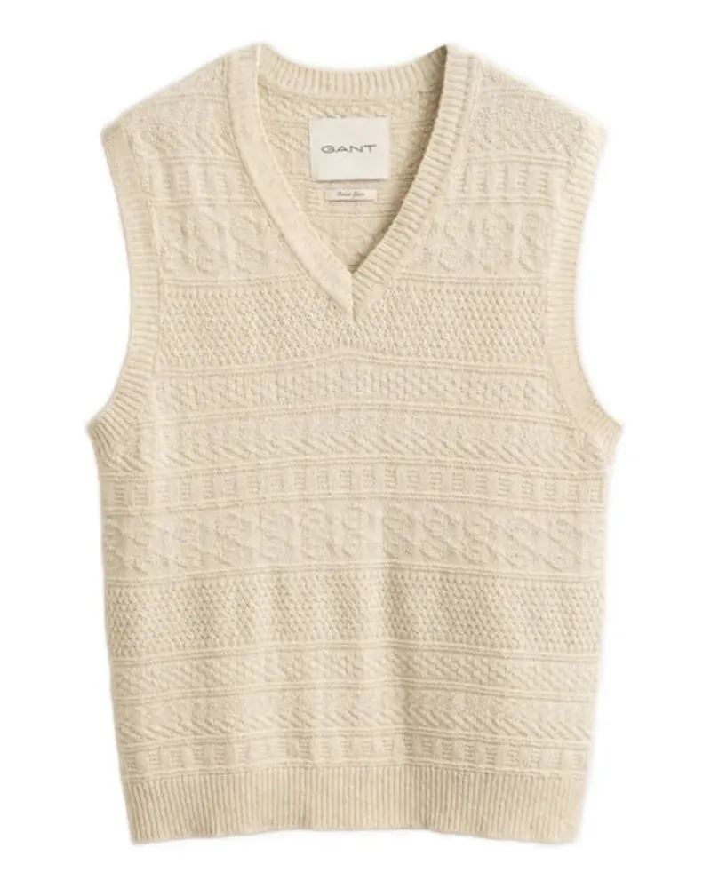 Gant textured V-neck knit vest - Nude Nude