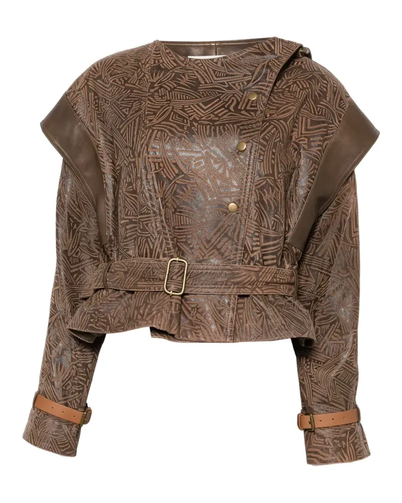 Isabel Marant Gemusterte Erine Jacke mit Gürtel - Braun Braun